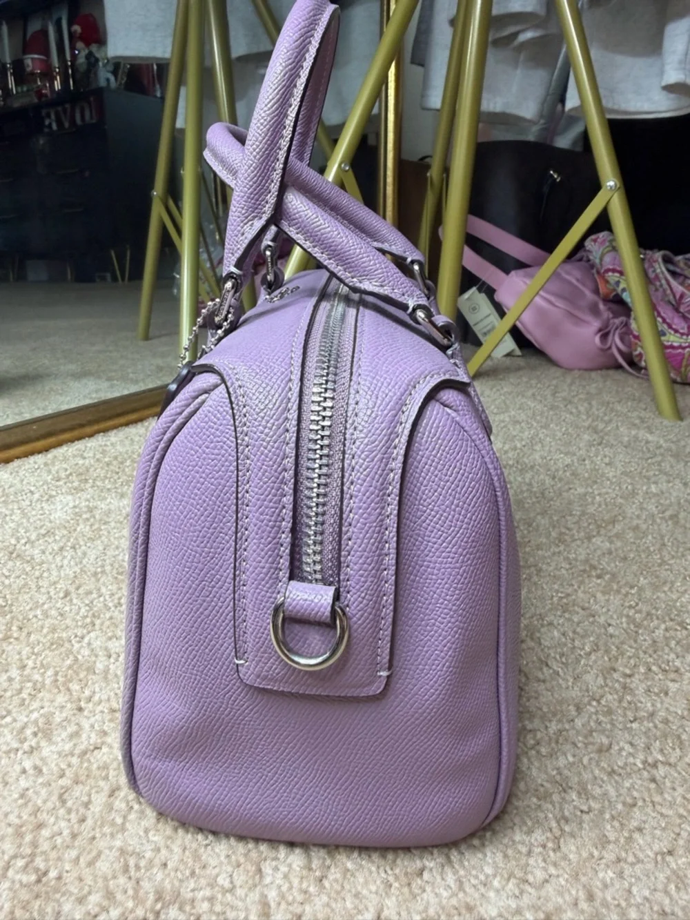 Coach Mini Bennett Satchel Lavender Crossbody Bag Lilac Leather Top Handle Purse - Picture 8 of 14